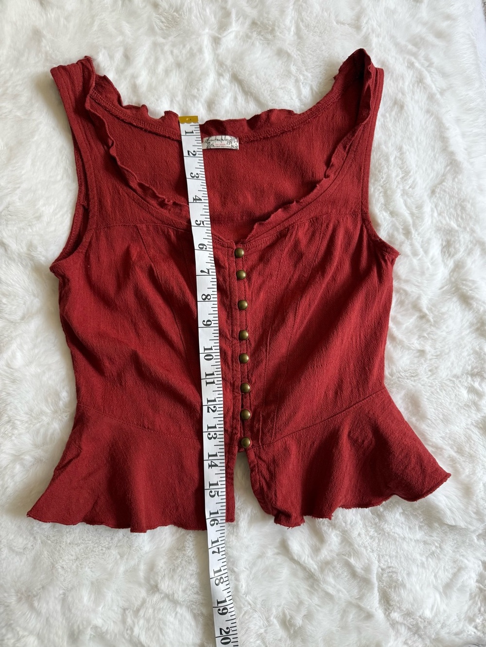 Intimately Free People Rust Red Peplum Tank Top Boho Cottagecore XS - Picture 5 of 9